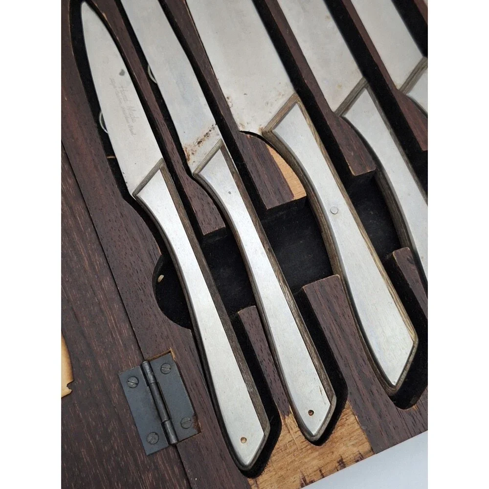 Vintage 1969 Artifex Movendi Hand Made Stainless Steel Knife Set USED